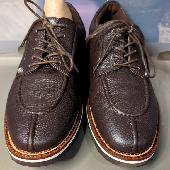 G/Fore 9 Gallivanter chocolate pebbled leather laceup comfy oxford golf‎ shoes